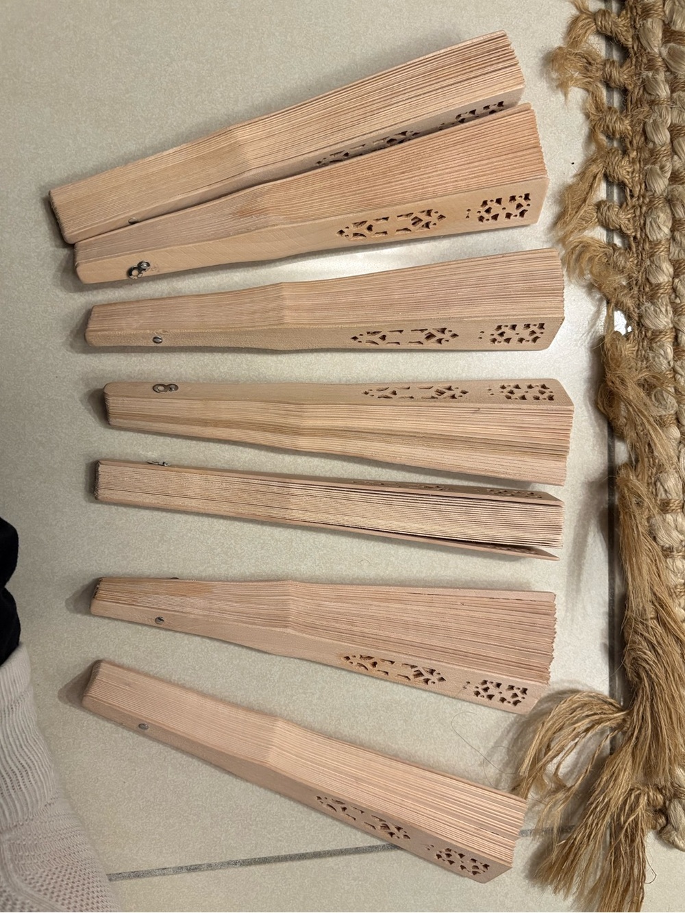 3/$10: Light Wood Decorative Hand Fans (7)